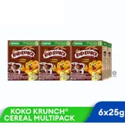 NESTLE KOKO KRUNCH Cocoa Whole Grain Cereal School Breakfast MultiPack 6 x 25g