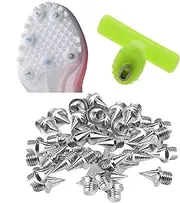 [Vertapps] Replacement Spikes for Athletics Including Spike Key, Spikes, Spikes, Nails, Light Athletics, Thorns for Cross Running, Spikes Cross Field, Track and Field Spikes for Running Track Silver