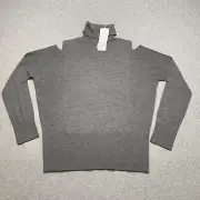 Vince Merino Wool Sweater Split Shoulder Turtleneck Pullover Gray Size S NWT