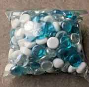 2.5lbs 250+ Flat Marbles Pebbles Glass Gems Clear Blue White Vase Fillers 20mm