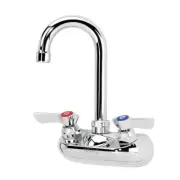 Krowne 4 in Wall Mount Sink Faucet w/ 3 1/2 in Swivel Gooseneck Spout