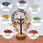Large 7 Chakra Crystal Gemstone Bonsai Money Tree Good Luck Prosperity