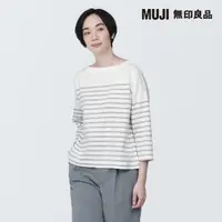 在飛比找momo購物網優惠-【MUJI 無印良品】女有機棉橫紋船領七分袖T恤(共6色)