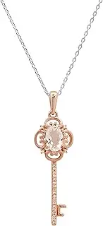 [Dazzlingrock Collection] 6X4 mm Oval Morganite Ladies Crown Key Pendant with Round White Diamond Accent, Rose Gold Plated Sterling Silver