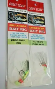 EAGLE CLAW - BARBLESS - CIRCLE HOOK BAIT RIG - CROSSBILL RIG & RAINBOW FISH SKIN