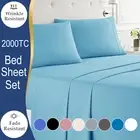 2000TC 4 Pcs Flat Fitted Sheet Set Single/KS/Double/Queen/King Bed Pillowcase