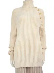 Ecru Turtleneck Button Detail Jumper