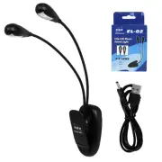 Music Stand Light Reading Lamp Dual Arms Book Light Rechargeable Table Lamp