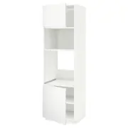 METOD hi cb f oven/micro w 2 drs/shelves, white/Voxtorp matt white, 60x60x200 cm