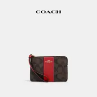 在飛比找蝦皮購物優惠-COACH 經典Logo手拿包-棕色/紅色-58035