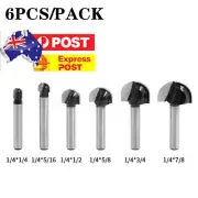 6PCS Core Box Router Bit 1/4 Inch Shank Round Nose Cove Box Router Bits Tool