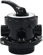 'vidaXL Sand Filter Multiport Valve - ABS Construction, Top Mount, with Pressure Gauge, 1.5 inch 4-Way Functionality - Black