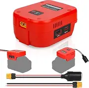 Battery Adapter with USB Ports & Type C & XT60 Port, 18V to 12V Step Down Converter for Milwaukee 18V Battery with Cigarette Lighter Socket,for Power Wheels,RC Car, DIY Projects,Car Appliances