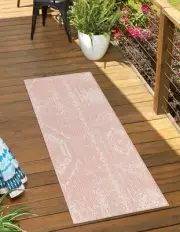 Outdoor Bohemian Collection Area Rug - Anthro (2' x 4' 1" Runner, Pink/ Ivory)