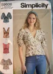 SIMPLICITY Sewing Pattern 9606 Misses Women Ladies Blouse, Top 6-8-10-12-14