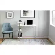 Student Computer Desk College Dorm Home Office Shelves Storage White Metal Wood