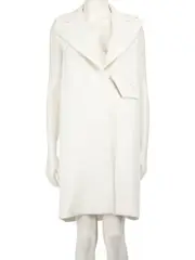White Long Snap Button Up Coat