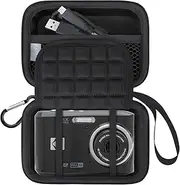 Lacdo Camera Carrying Case for KODAK PIXPRO FZ55 / FZ45 / FZ53 /FZ43 16MP Digital Camera, Video Vlogging Camera Storage Trave Bag, Mesh Bag Fits Batteries, Cable, Memory Card, Card Reader, Black+Black