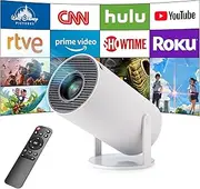 Mini Projector,HY300 Pro Smart Projector,4K Projector with WiFi 6 and Bluetooth 5,Portable Projector with Android 11, Automatic Keystone Correction,180 Degree,130 Inch Display