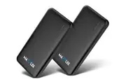 Maxxlee 2x BLACK 10000mAh Power Bank Dual USB External Portable Battery Charger iPhone Android Mobile