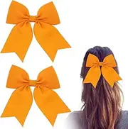 2 Pcs Orange Bow Hairpins, Spiral Pattern Hair Accessories for Women Girls, Long Ribbon With Metal Hair Clip, Barrettes Hair Fastener