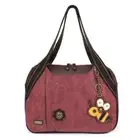 Chala Bowling Tote Large Bag Pleather Stone Burgundy Red BEE Coin Purse New