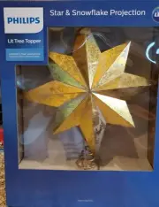 Philips LED Star & Snowflake Projection Light Tree Topper Gold - Copper - NIP!