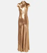[Galvan] Galvan Solar Gaze scarf-detail satin gown AU 16 gold
