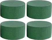 4-Pack Green Flower Foam Blocks - 3.2 Inch Round Floral Foam for Artificial & Fresh Flower Arrangements, Ideal for DIY Crafts & Floral Design