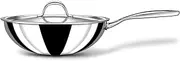 Stahl Artisan Triply Stainless Steel Wok with Lid, Deep Frypan Induction Base, Stir Fry Wok,Induction & Gas Stove Compatible, 2.4 L, 24 cm