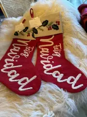 NICOLE MILLER Home Christmas Feliz Navidad Stocking 22” Beautiful Lot 2