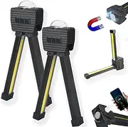 Gym Lamp for Posing, Portable Magnet LED Flashlight with Hanging Hook, Magnetic Work Light with 180 Degree Folding, Handheld USB Rechargeable Worklight with 7th Gear Dimming (2pcs)