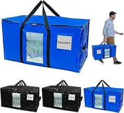 LPAMABA Pack of 4 100L Large Storage Bags with Handles & Lid, Viewing Window, Waterproof Moving Aid, Heavy-Duty Moving Boxes, Alternative to Moving Boxes (Blue & Black)