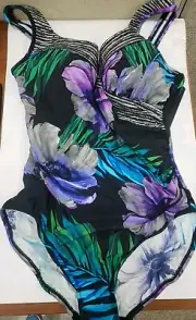 New MIRACLESUIT Its A Wrap One Piece Swimsuit Multicolor Size 14