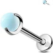 Jewseen Titanium Cartilage Piercing Opalite Cartilage Earring Internally Threaded Helix Conch Piercing 16G Opal flat Back Stud Earring Tragus Earring Lip Ring Labret Stud Nose Stud for Women Men