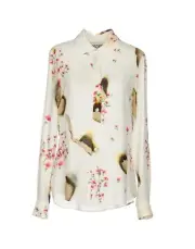 AW16 MOSCHINO COUTURE JEREMY SCOTT FASHION KILLS FLORAL BURNT EFFECT SILK BLOUSE