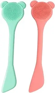 2pcs Nose Cleansing Brush Set Soft Silicone Face Cleaning Tools for Gentle Daily Use Green Orange Ergonomic Design for Blackhead Removal and Mask Application