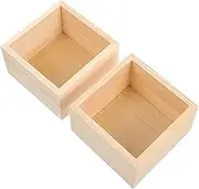 Hohopeti 2pcs Unfinished Wooden Treasure Chest Storage Box Craft Organizer Box Decorative Wooden Display