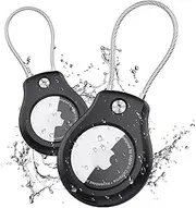 AirTag Keychain Holder 2 Pack, Waterproof Lock Airtag Case, Compatible with Apple AirTags Keyring, Ultra Secure for Luggage, Key Ring Key Chain Luggage tag Backpack& More