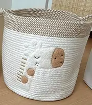 INough Toy Storage Baskets Woven Cotton Rope Storage Basket (Large, Giraffe)