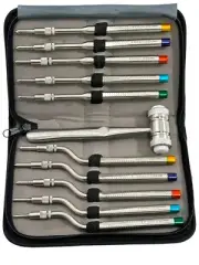 10PCS Osteotome Convex Offset + Straight, w/ Mallet - Color Coded Instruments