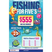 FISHING FOR FIVES 1POINT/555P 1660 PULL TAB HARD CARD TICKETS GAME FREE SHIP