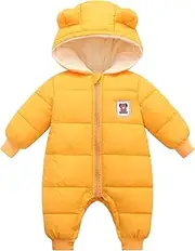[Yinbwol] Baby Boy Girl Snowsuit Cute Infant Toddler Winter Coat Long Sleeve Zipper Romper Clothes Jacket