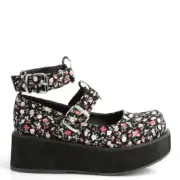 Demonia Sprite-02 Black & Floral Heart Platform Shoes • Ships in 2-4 Weeks • ...