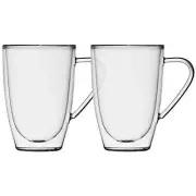 Safdie & Co. Latte Mug Glass Double Wall Handle 4 PC 435ML Barista