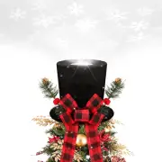 Christmas Tree Topper Hat Lighted with Snowflake Projector, Black Velvet Bowler