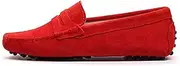 [ZIRIA] Shoes Women Leather Spring Flat Shoes Casual Loafers Slip On Women's Flats Shoes Lady Driving Shoes Dark RED