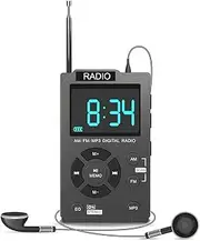 Portable Mini Radio Pocket AM FM Digital Radio Stereo Receiver Auto-Search Channel TF Card MP3 Music Player European Durable