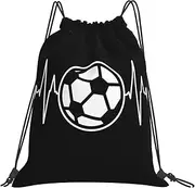 EdWal I Love Soccer Print Drawstring Backpack Gym Bags Sports Draw String Bags For Gym Travel Swimming Beach, White, One Size