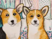 PEMBROKE WELSH CORGI 13x19 Dog Art Print Signed by Artist KSams Cottage Chic